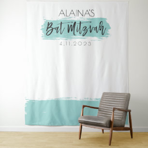 Tenture Bat mitzvah Photo Booth Party Backdrop Aqua 