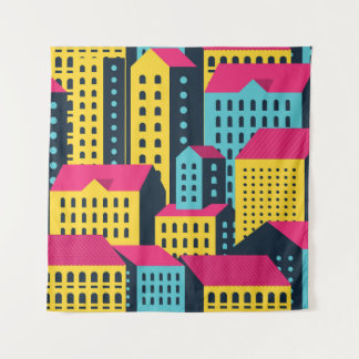 Tenture Bâtiments Abstraits Ville Paysage Vintage