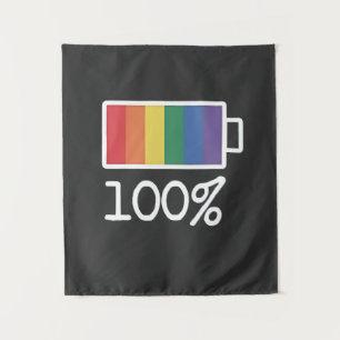 Tenture Batterie 100% Gay Funny LGBT Pride Mois Égalité