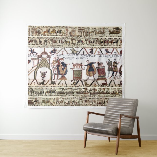 Tenture BAYEUX TAPESTRY Harold a prêté serment sur les rel (En situation (horizontale))