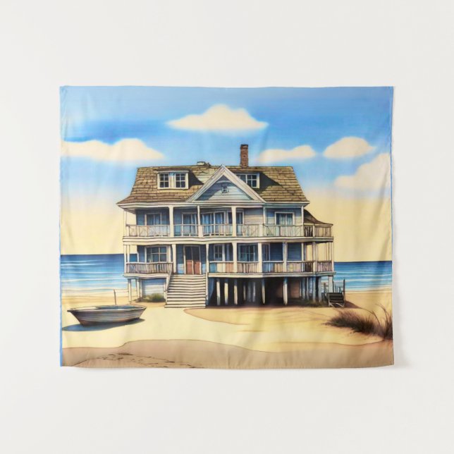 Tenture Beach House sur le sable (Devant (Horizontal))