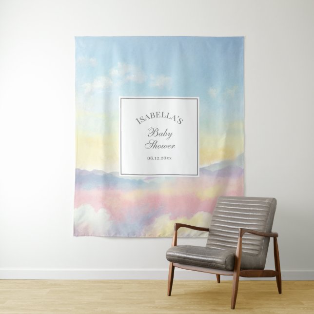 Tenture Beau ciel et nuages Nuage Neuf Baby shower (En situation)