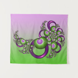 Tenture Beau Coeurs verts roses Moderne Abstrait Fractal