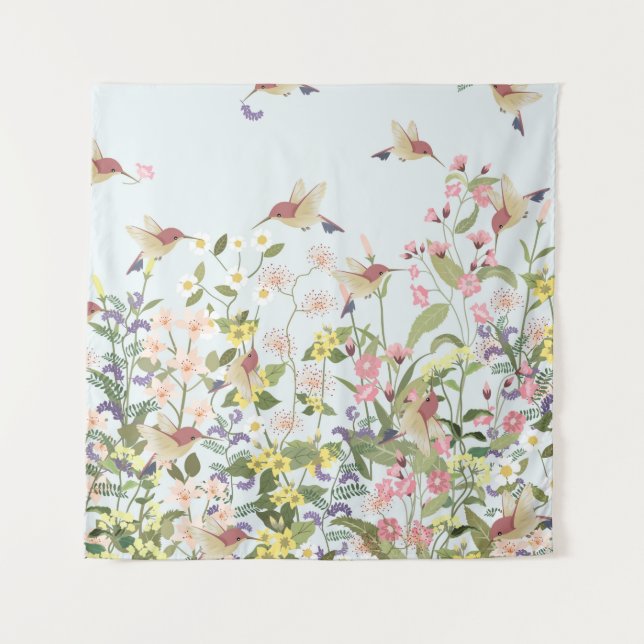 Tenture Beau colibri dans le jardin fleuri (Devant)