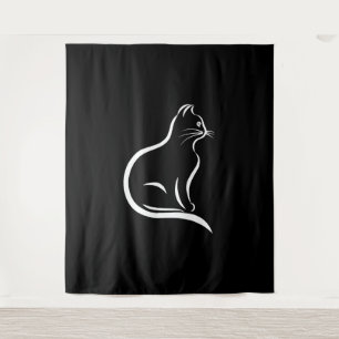 Tenture Beau dessin de chat pour amoureux des animaux.