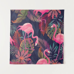 Tenture Beau motif tropical transparent avec flamme rose