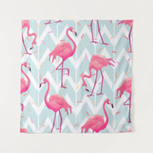 Tenture Beau motif tropical transparent avec flamme rose