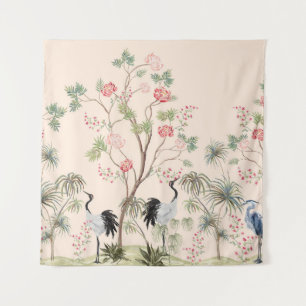 Tenture Beau papier peint exotique chinoiserie. Main dessi