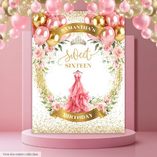 Tenture Beau Sweet sixteen fond de toile Roses de robe blu