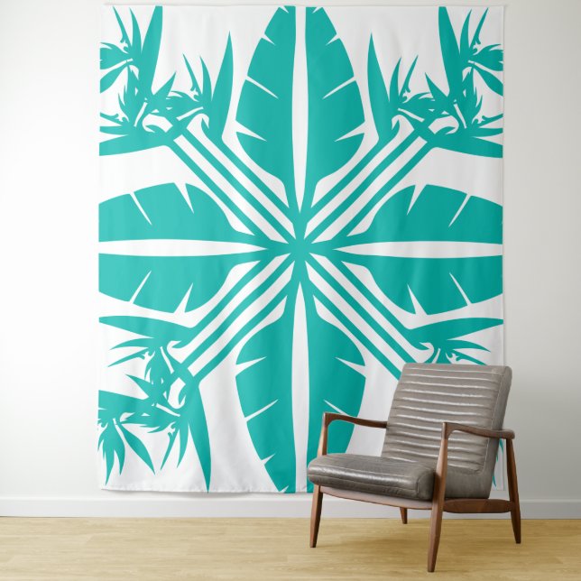 Tenture Beautiful Tropical Hawaiian quilt block tapestry (En situation)