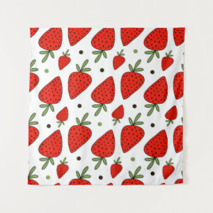 Tenture Beaux motifs sans fin de fraises rouges