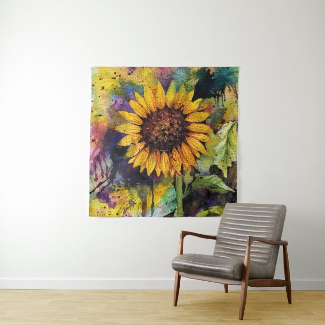 Tenture Beaux Tournesols En Aquarelle (En situation)