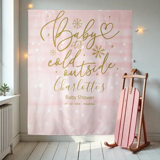 Tenture Bébé C'est froid dehors Baby shower fille arrière- (Créateur téléchargé)