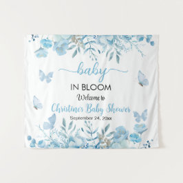 Tenture Bébé en Fleur Baby shower Floral Bleu Contexte