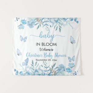 Tenture Bébé en Fleur Baby shower Floral Bleu Contexte