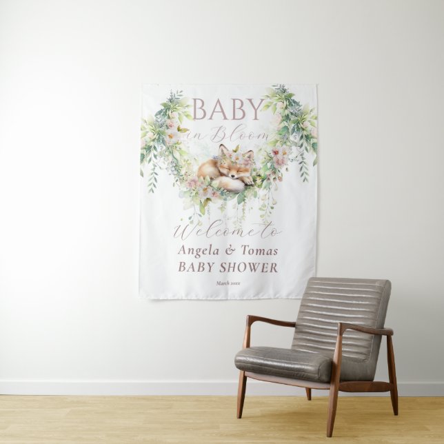 Tenture Bébé en Fleur Bois Floral Bébé Fille Douche (En situation)