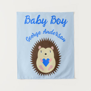 Tenture Bébé Garçon Cœur Hérisson Personnalisé
