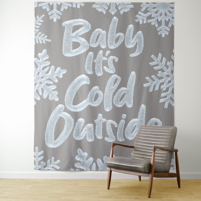 Tenture Bébé Il fait froid dehors Élégant Noël gris (En situation)