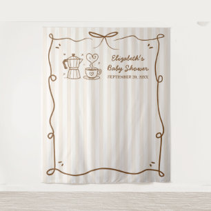 Tenture Bébé prépare un café Baby Shower