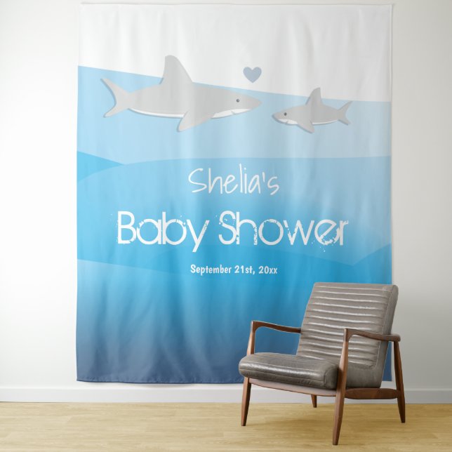Tenture Bébé requin Baby Shower (En situation)