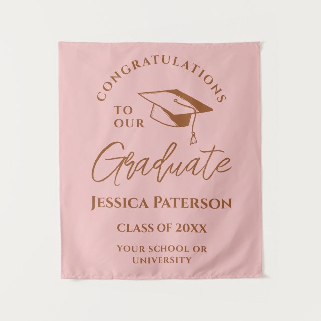 Tenture Bébé Rose Brown Félicitations À Notre Diplômé (Devant)