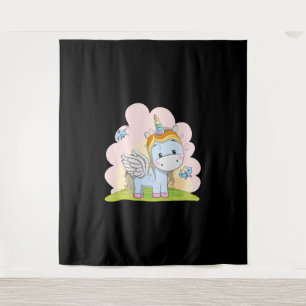 Tenture Bébé Unicorne Papillon Barrière Aquarelle