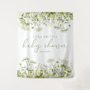 Tenture Bébé Vert En Fleur Baby shower Floral Arrière-plan
