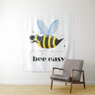 Tenture Bee caractère avec mustache lunettes de soleil Bee