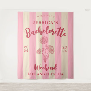 Tenture Beige rose Bienvenue Bachelorette Mois de naissanc