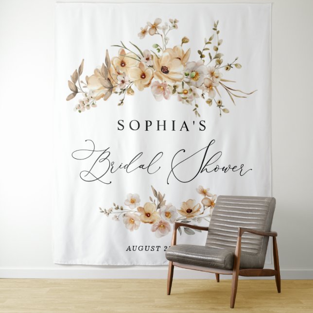 Tenture Beige Wild Flowers Bridal Shower (En situation)
