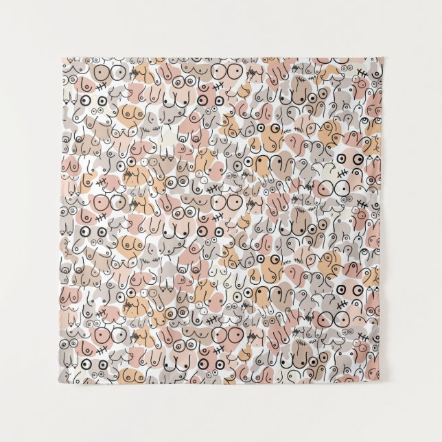 Tenture beige woman fun breast (Devant)