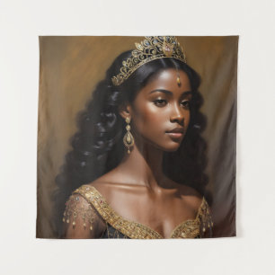 Tenture Belle Couronne d'or de Reine noire