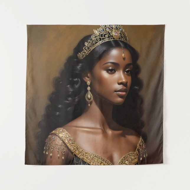 Tenture Belle Couronne d'or de Reine noire (Devant)