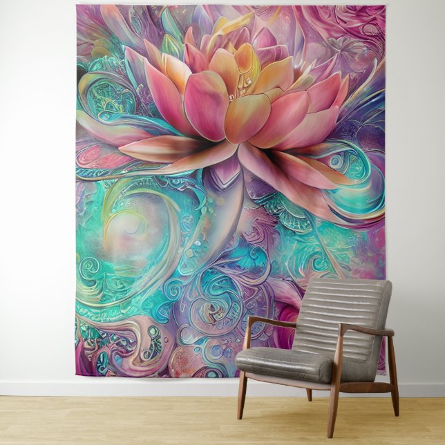 Tenture Belle Ethérée Whimsical Lotus Flower (En situation)