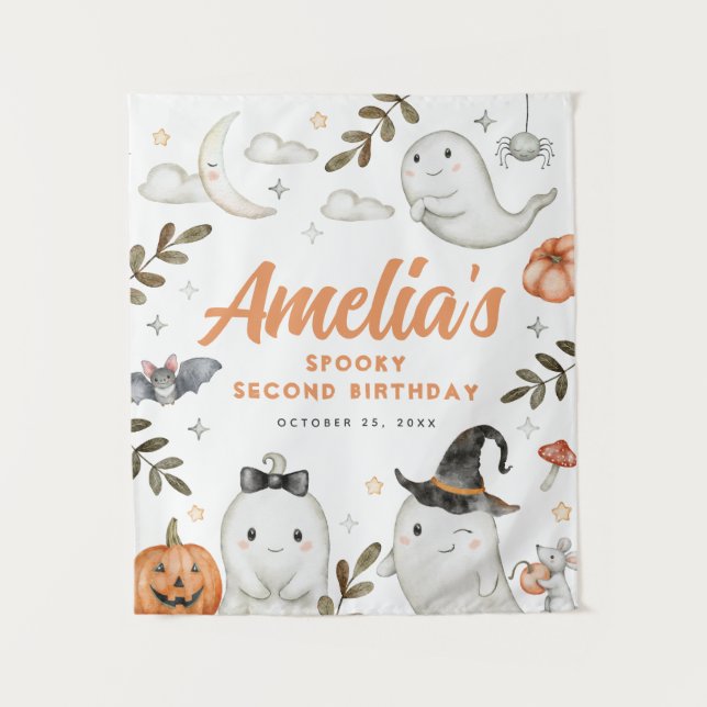 Tenture Belle fête d'anniversaire Halloween (Devant)
