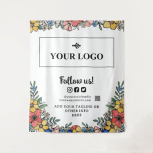 Tenture Belle Florale Jaune Votre Logo Code QR Contexte