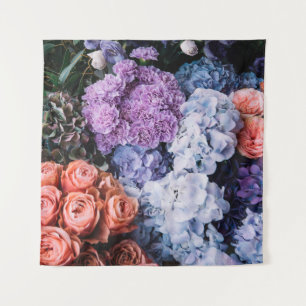 Tenture Belles fleurs épanouies (roses, hydrangeas, c