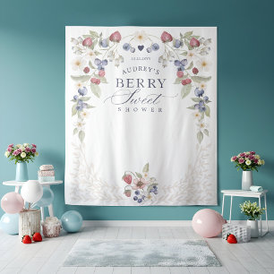 Tenture Berry Baby shower doux Fleurs et baies sauvages