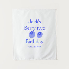 Tenture Berry deux anniversaire bleu berry ajouter nom dat