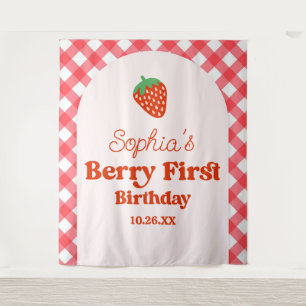 Tenture Berry rouge fraise première fête d'anniversaire