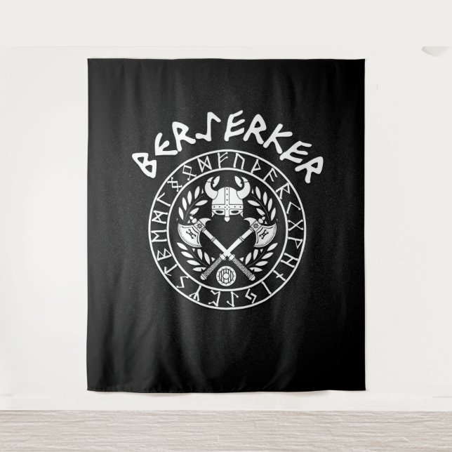 Tenture Berserk Vikings Runes germaniques Mythologie nordi (Devant)