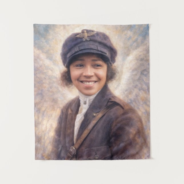 Tenture Bessie Coleman avec peinture d'ailes (Devant)