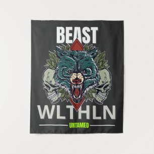 Tenture Bête Alpha _ Loup Indompté Streetwear Sans Peur 