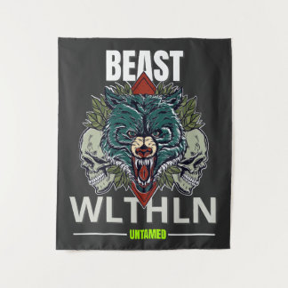 Tenture Bête Alpha _ Loup Indompté Streetwear Sans Peur 