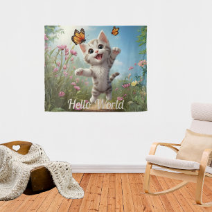 Tenture Beurre de Kitten mignon Bonjour le monde