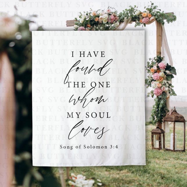 Tenture Bible Verse Elegant Calligraphy Wedding Backdrop  (Beautiful Bible Verse Wedding Decor Backdrop)