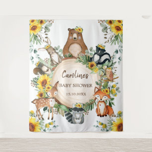 Tenture Bienvenue à la Baby Shower Animaux de la Forêt de