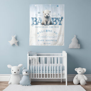 Tenture Bienvenue à la Baby Shower Bébé Froid Dehors Hiver