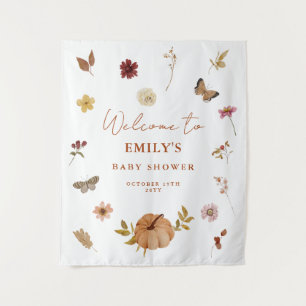 Tenture Bienvenue à la Baby Shower Bohème Fleur Sauvage Ci