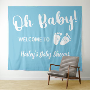 Tenture Bienvenue à la Baby Shower Garçon Bleu